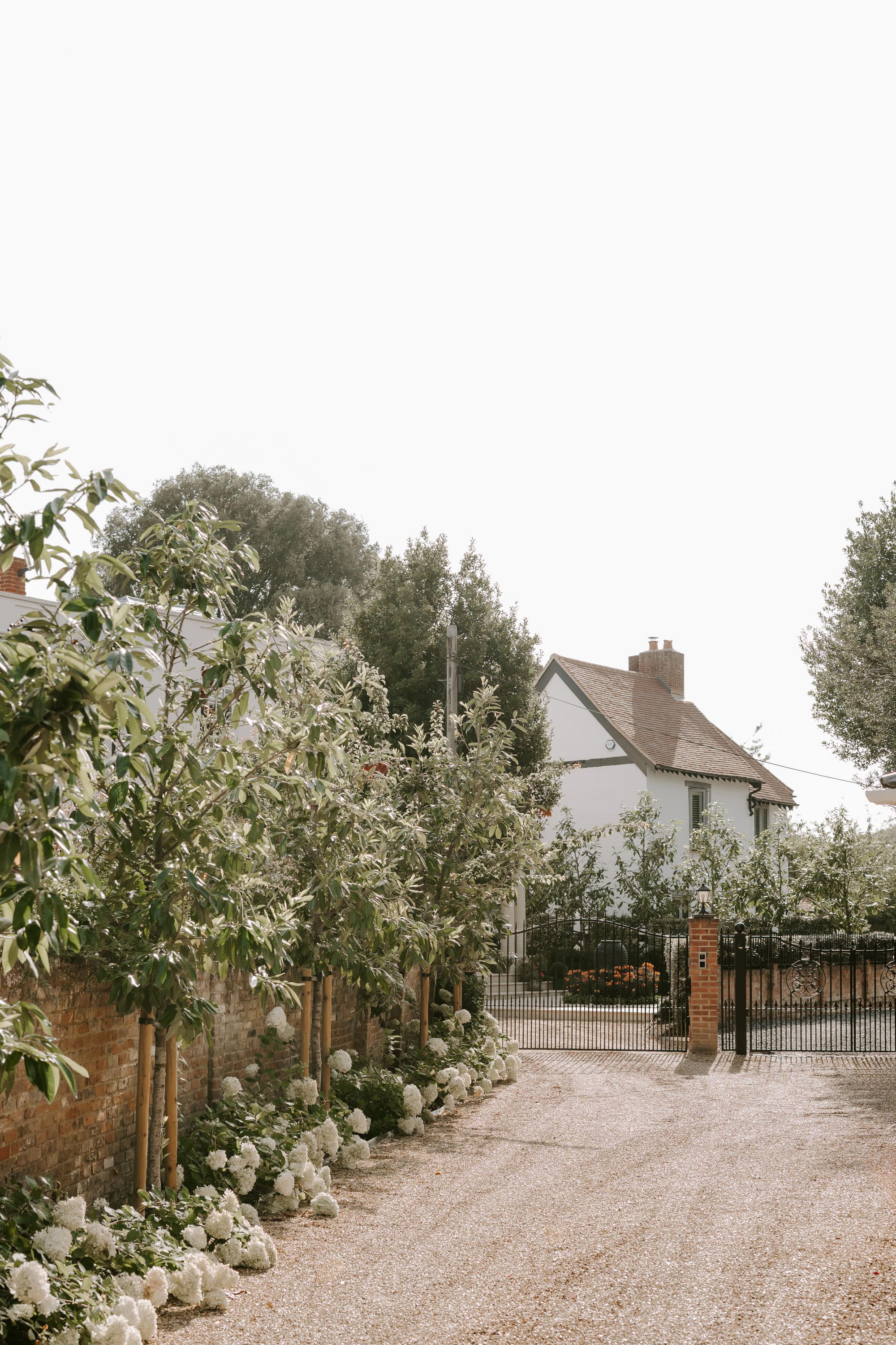 driveway and metal gates